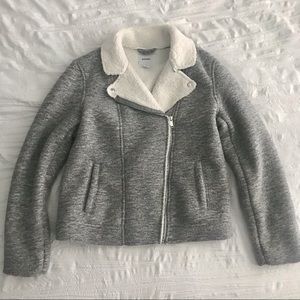 Old Navy Grey Moto Style Jacket with Zippers Large